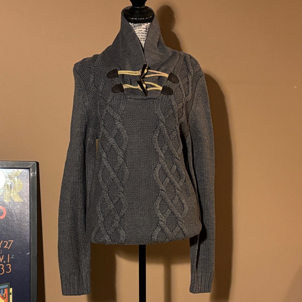 Charcoal Cable Knit Turtleneck Sweater